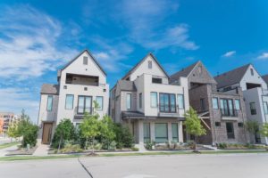 New development three story single family houses near Dallas, Texas